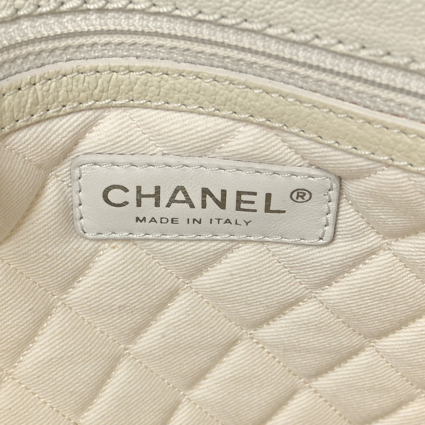Goatskin Perforated Large CC Tote White