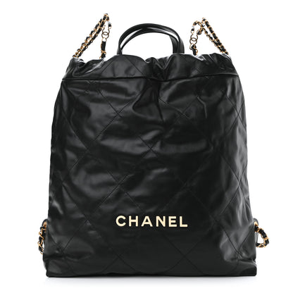 Chanel Shiny Calfskin Quilted Chanel 22 Backpack Black 1 of 10