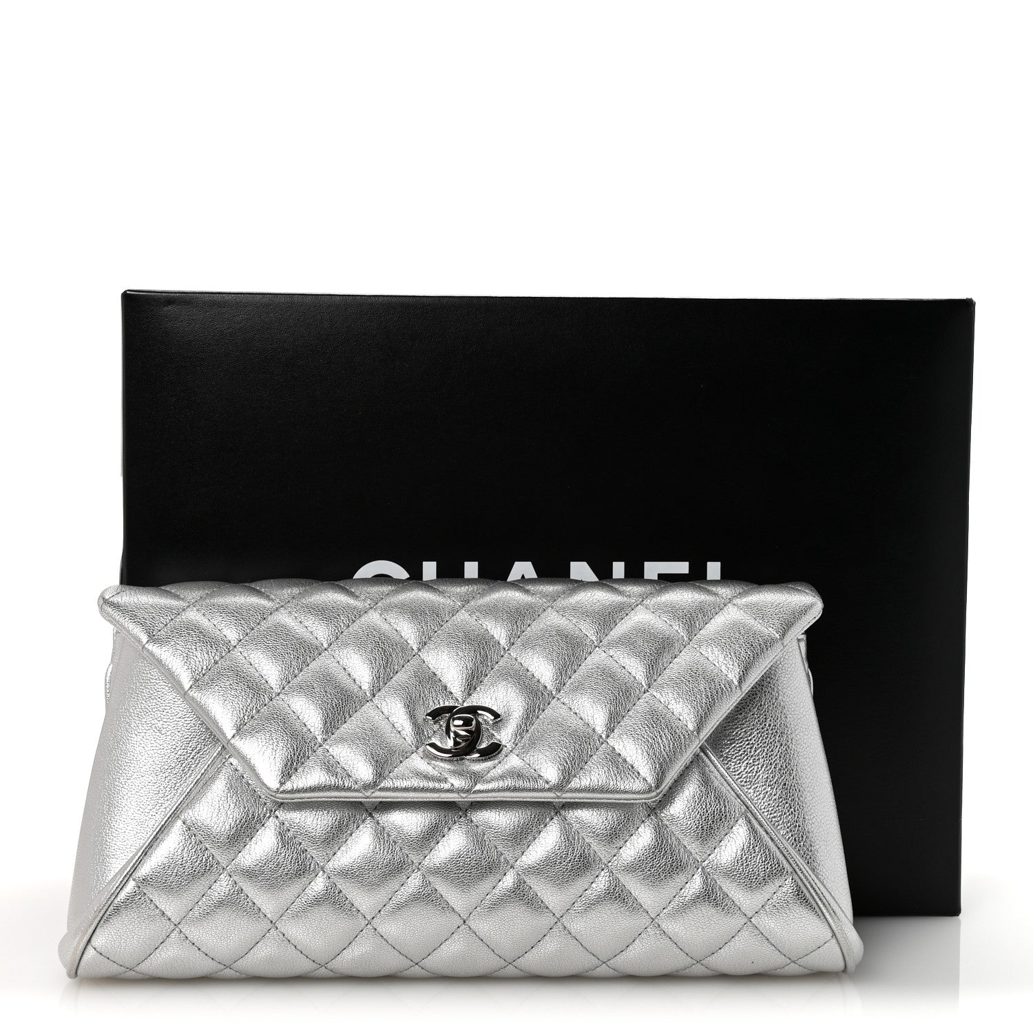 Chanel Metallic Calfskin Quilted Fold Up Again Clutch Silver 8 of 8