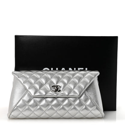 Chanel Metallic Calfskin Quilted Fold Up Again Clutch Silver 8 of 8