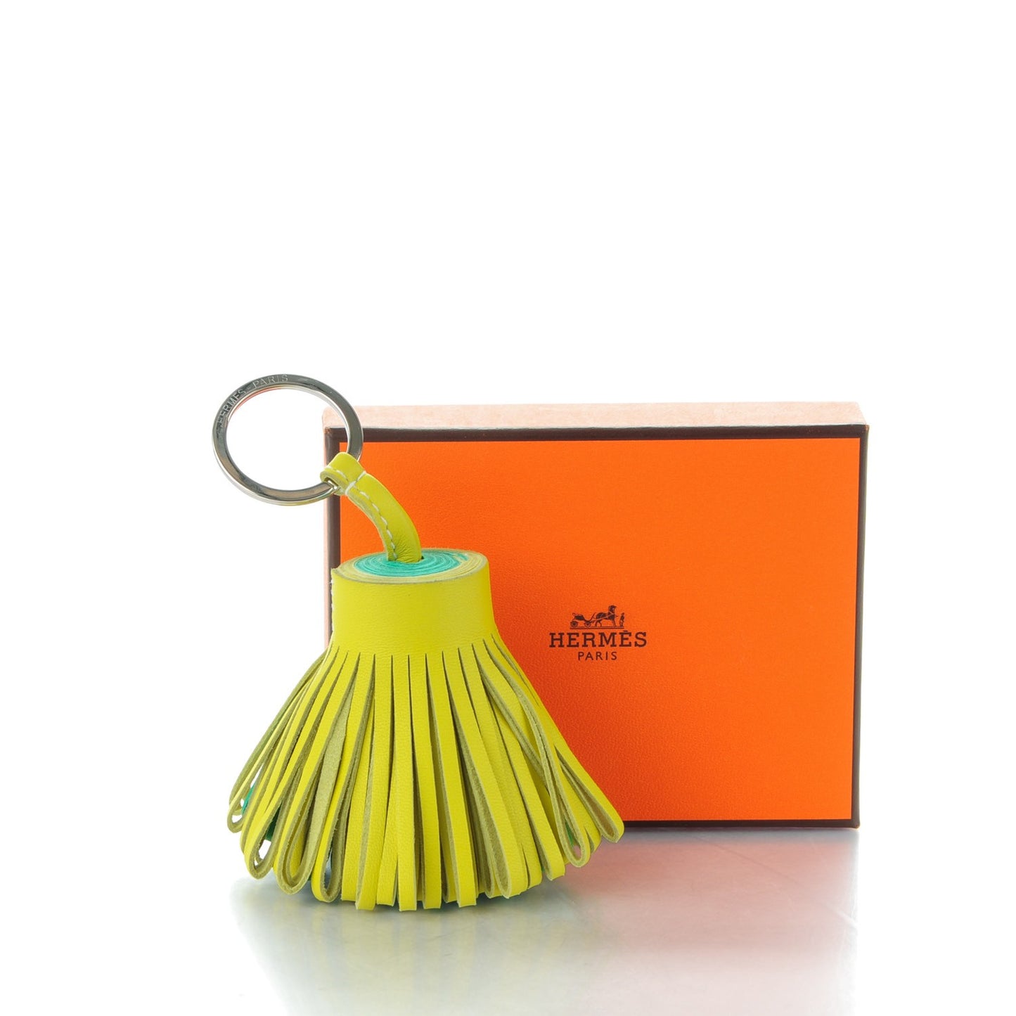 Lambskin Bi-Color Carmen Tassel Key Holder Lime Menthe
