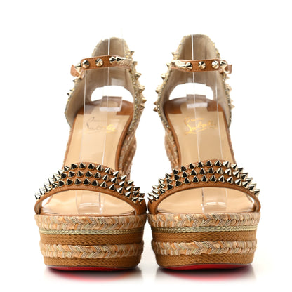 Christian Louboutin Nappa Madmonica 120 Wedge Sandals 40 Gold Silver 2 of 8