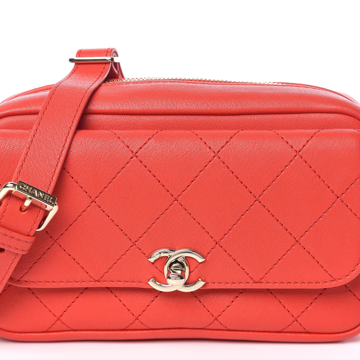 Goatksin Quilted Casual Trip Waist Belt Bag Red