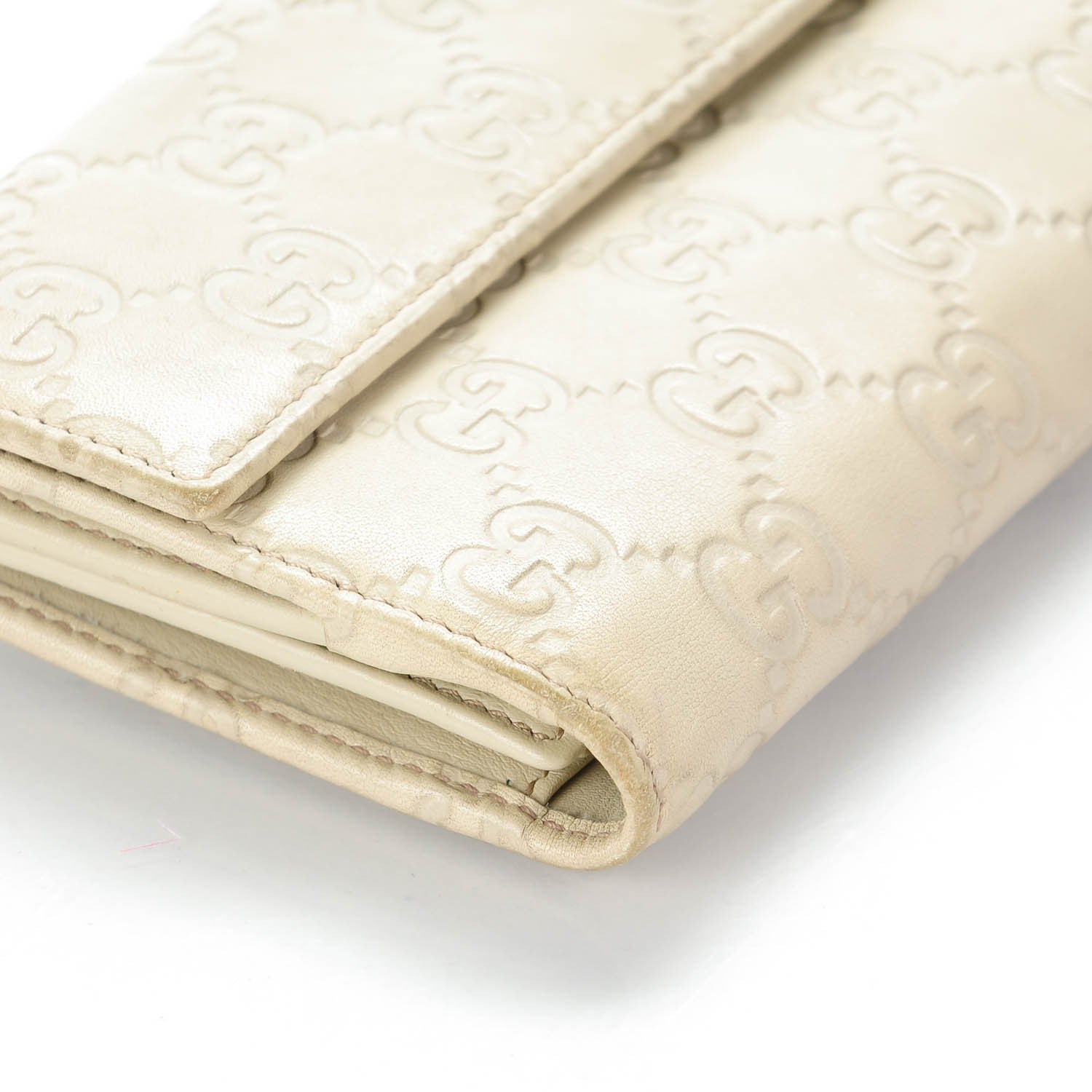 Gucci Guccissima Margaux Calfskin Icon Bar Continental Flap Wallet Mystic White 11 of 13