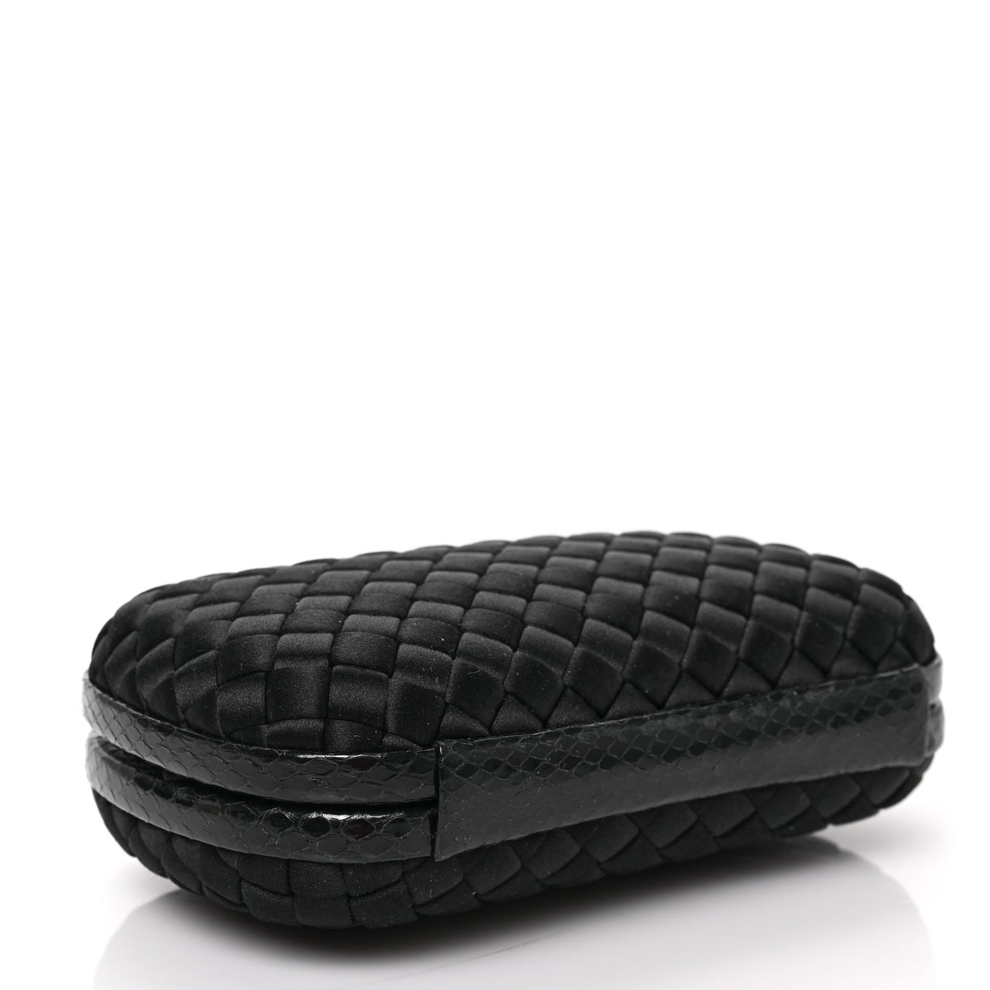 Satin Ayers Intrecciato Chain Knot Clutch Black