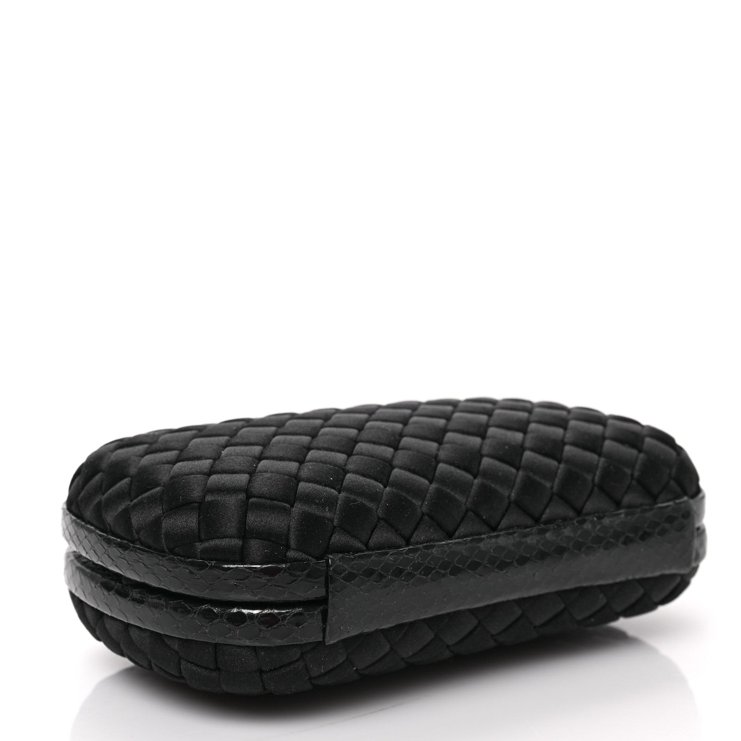 Bottega Veneta Satin Ayers Intrecciato Chain Knot Clutch Black 4 of 8
