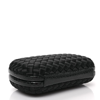 Bottega Veneta Satin Ayers Intrecciato Chain Knot Clutch Black 4 of 8