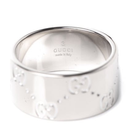 Gucci 18K White Gold 9mm Icon Band Ring 53 6.25 4 of 6