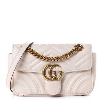 Gucci Calfskin Matelasse Mini GG Marmont Shoulder Bag White 1 of 5