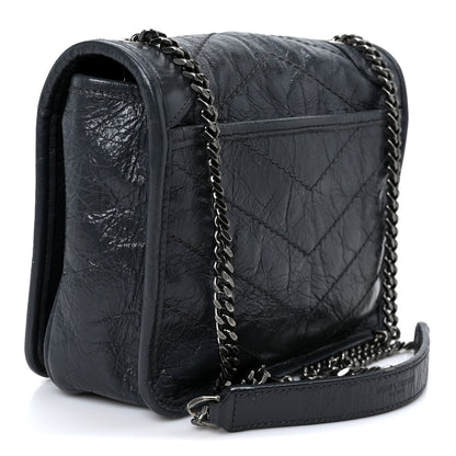 Saint Laurent Crinkled Calfskin Matelasse Monogram Niki Chain Wallet Dark Smog 2 of 9