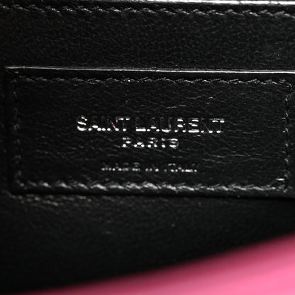 Saint Laurent Metallic Calfskin Crocodile Embossed Small Classic Monogram Kate Tassel Satchel Pink 7 of 11