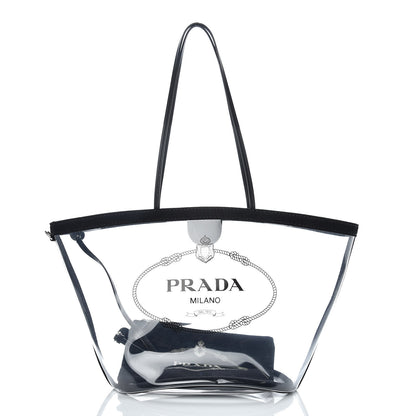 Prada Plexiglass Calfskin Small Shopper Tote Black 3 of 11