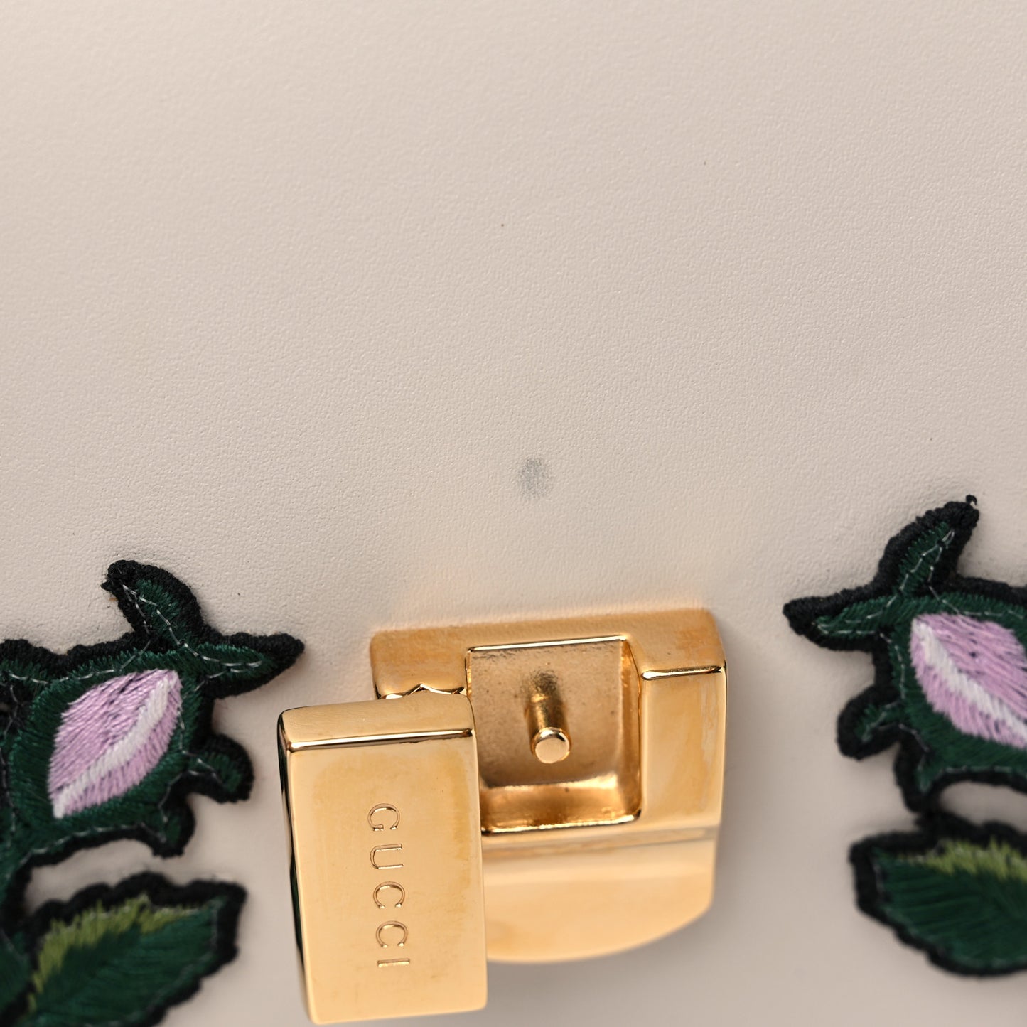 Calfskin Embroidered Mini Sylvie Top Handle Bag White