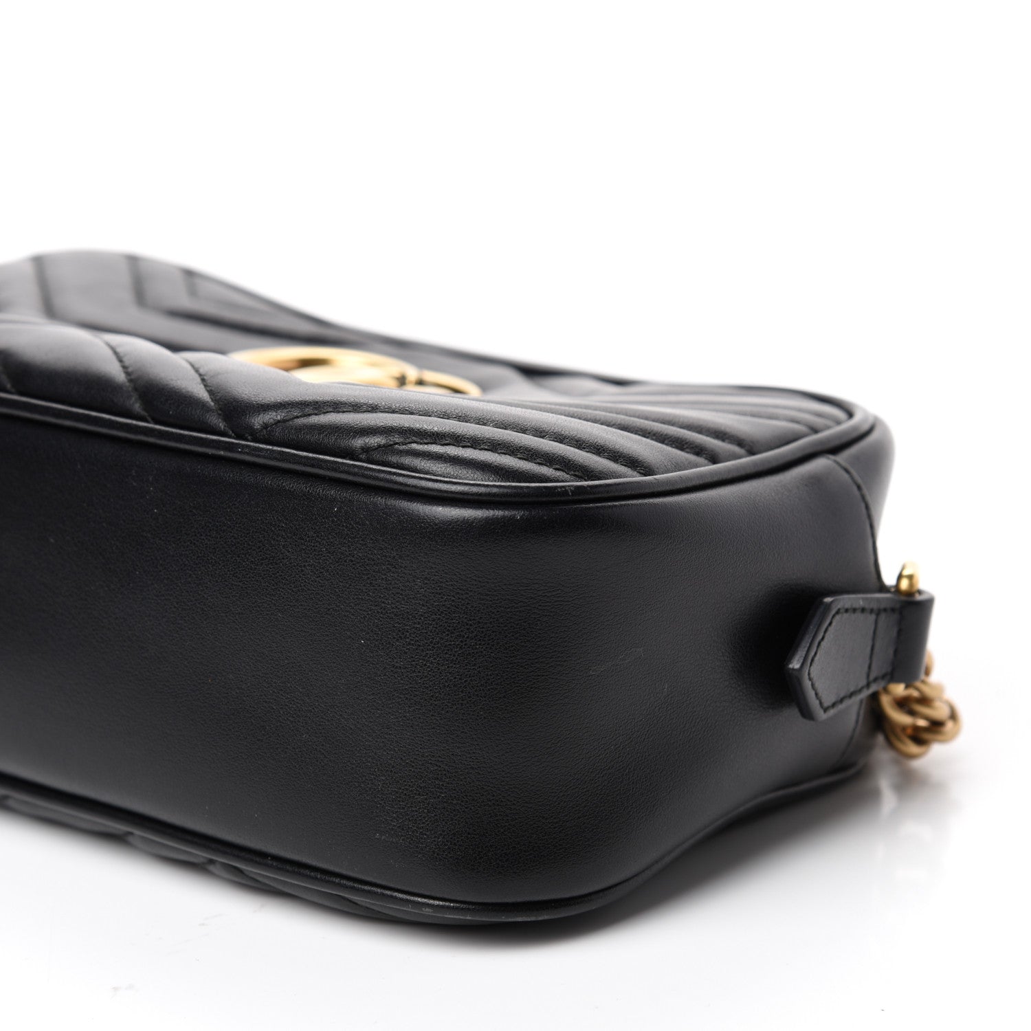 Gucci Calfskin Matelasse Small GG Marmont Chain Shoulder Bag Black 7 of 11