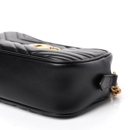 Gucci Calfskin Matelasse Small GG Marmont Chain Shoulder Bag Black 7 of 11