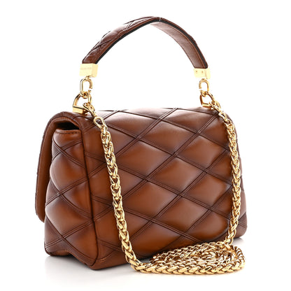 Louis Vuitton LOUIS VUITTON Lambskin Malletage Top Handle GO-14 MM Tan 4 of 10