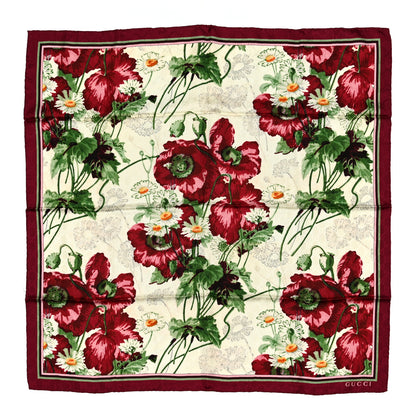 Gucci Silk Jacquard GG Monogram Deep Love Square Scarf Ivory Red 1 of 3