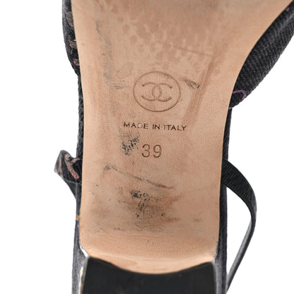 Chanel Denim Cap Toe Denim Mood Slingback Pumps 39 Black Multicolor 6 of 9