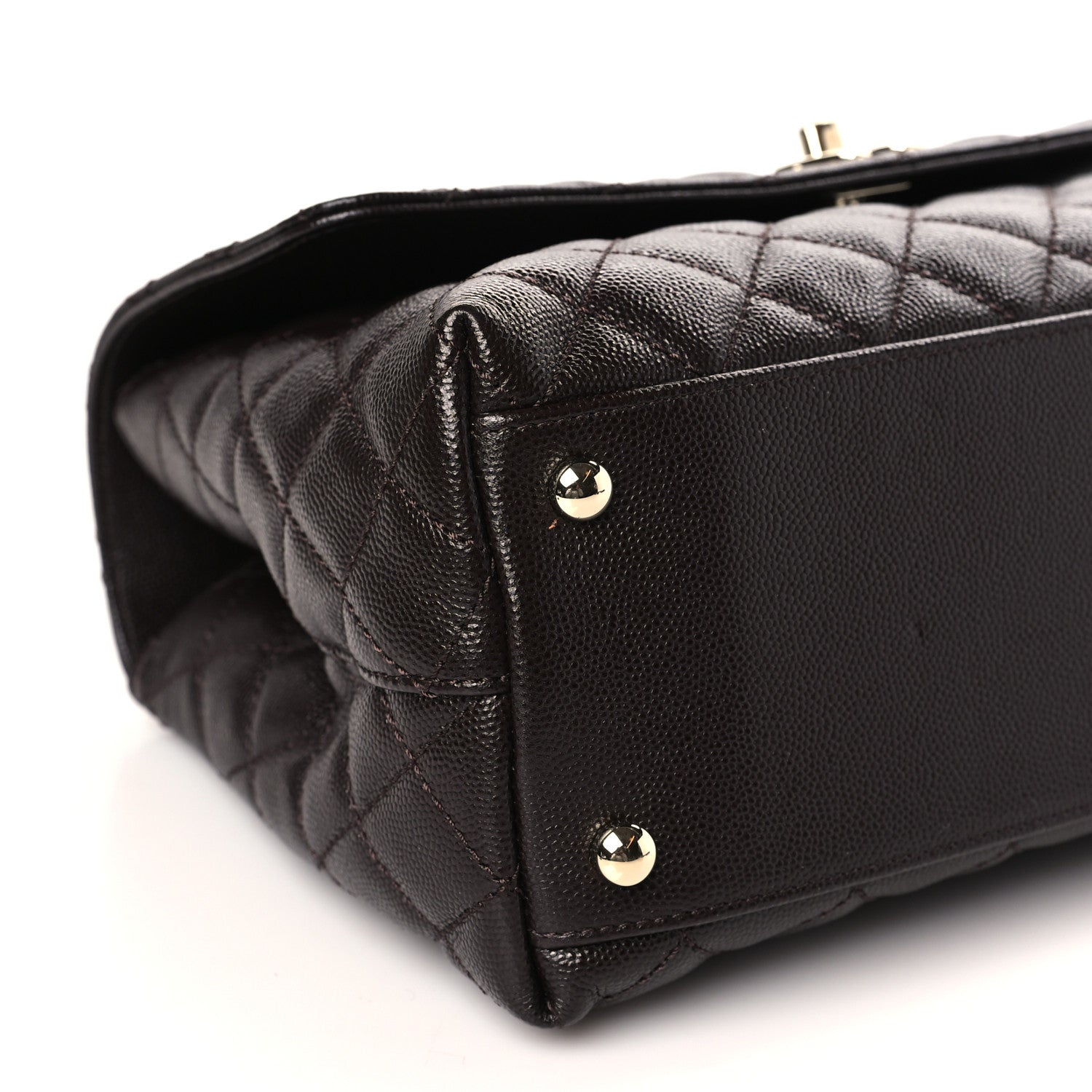 Chanel Caviar Quilted Small Coco Handle Flap Dark Brown 7 of 8