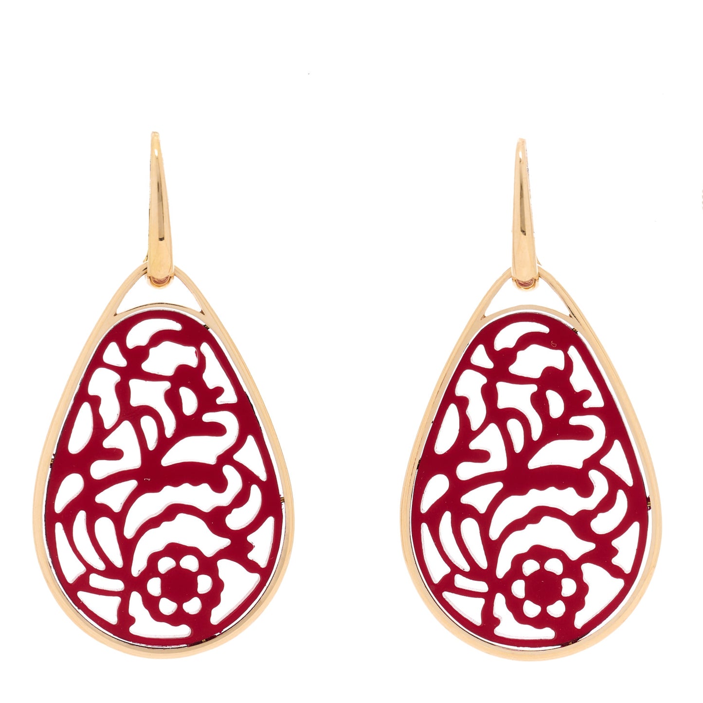 18K Yellow Gold Rhodoid Victoria Earrings Red