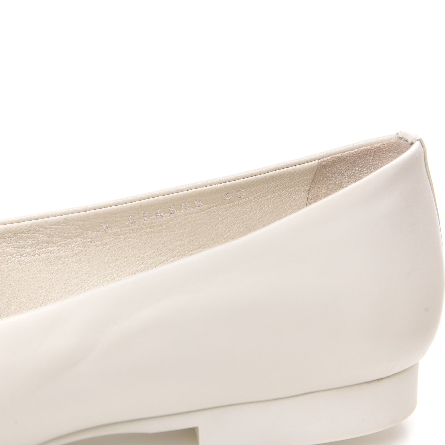 Glazed Lambskin Cap Toe Pointed Toe 40 White Black