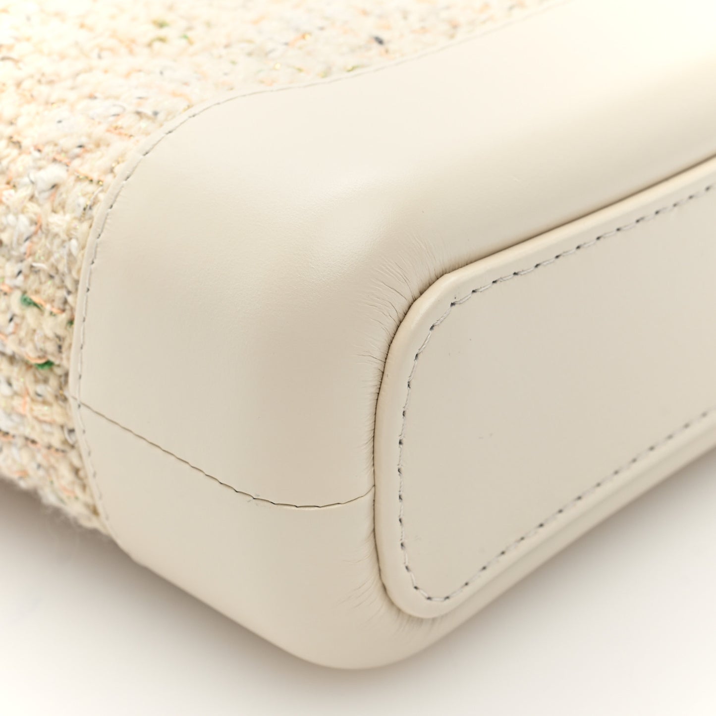 Tweed Calfskin Quilted Small Gabrielle Hobo Beige Ivory