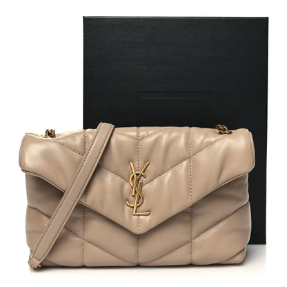 Saint Laurent Lambskin Quilted Toy Loulou Puffer Monogram Chain Satchel Dark Beige 11 of 11