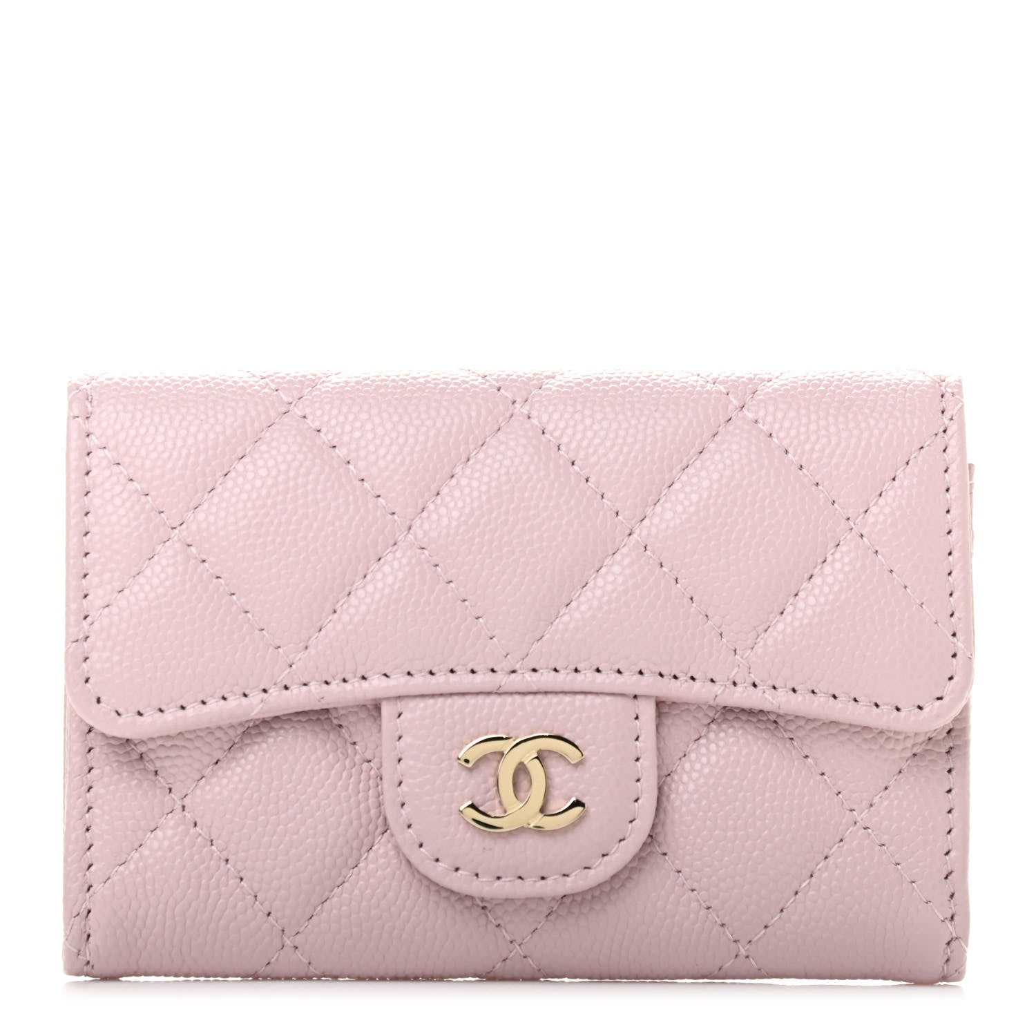 Chanel Caviar Quilted Flap Card Holder Wallet Light Pink 1 of 8