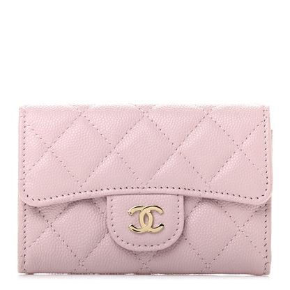 Chanel Caviar Quilted Flap Card Holder Wallet Light Pink 1 of 8