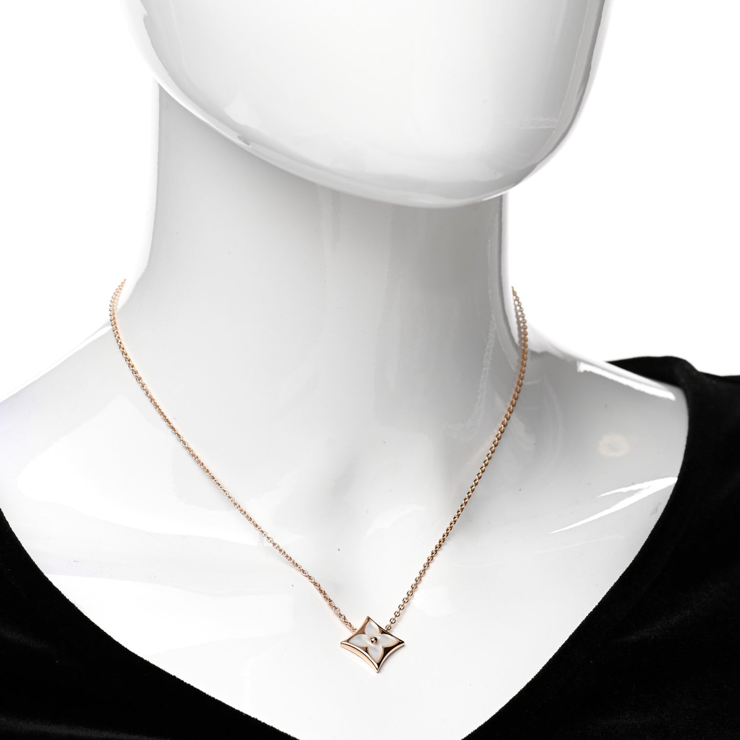 18K Pink Gold Mother Of Pearl Blossom Pendant Necklace