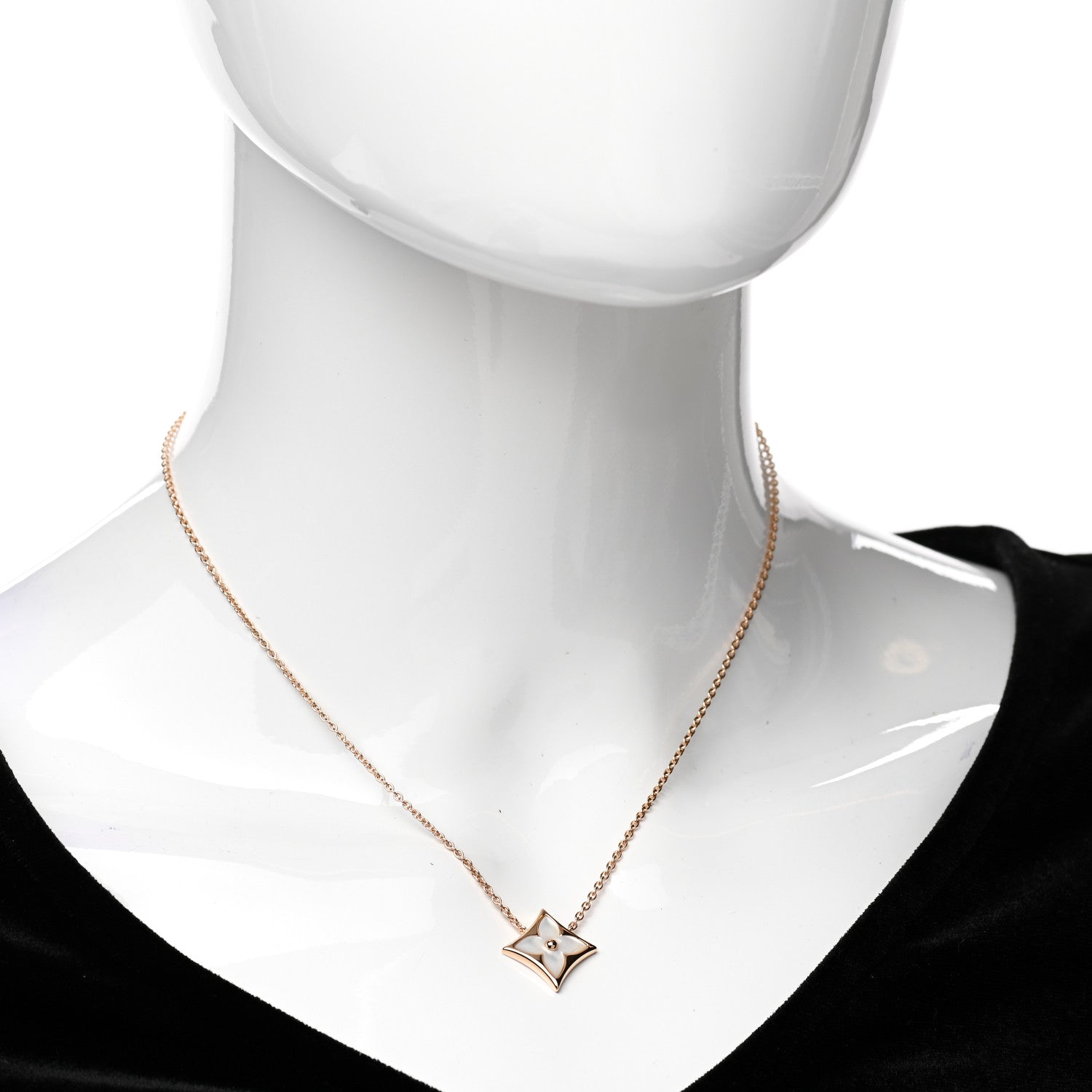 Louis Vuitton 18K Pink Gold Mother Of Pearl Blossom Pendant Necklace 2 of 5