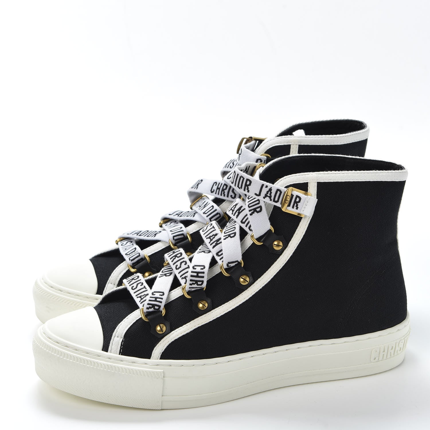 Christian Dior Technical Mesh Calfskin Womens Walk'N'Dior High Top Sneaker 39 Black 3 of 10