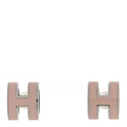 Hermes Palladium Lacquered Mini Pop H Earrings Rose Dragee 1 of 7