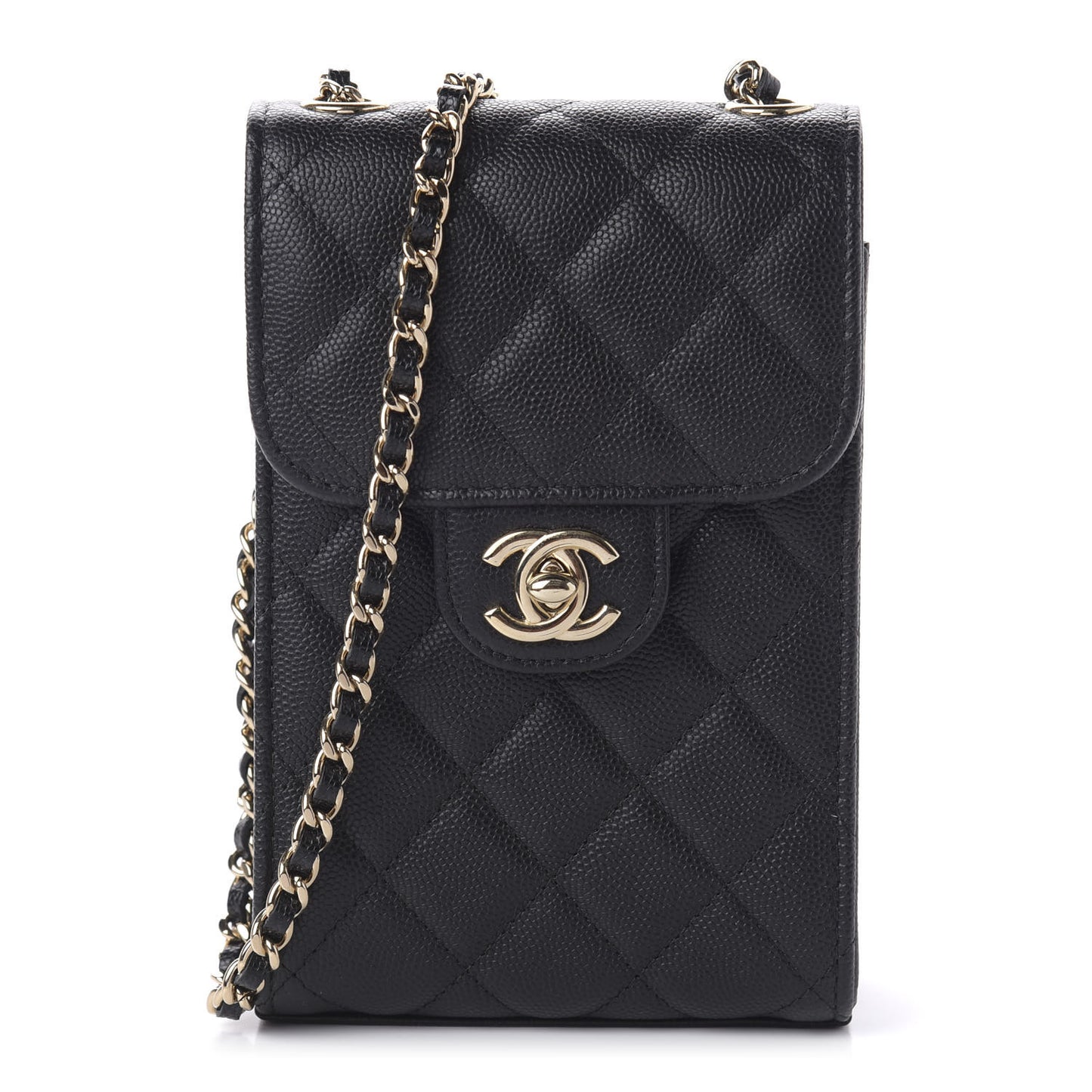 Caviar Quilted Classic Phone Holder Black