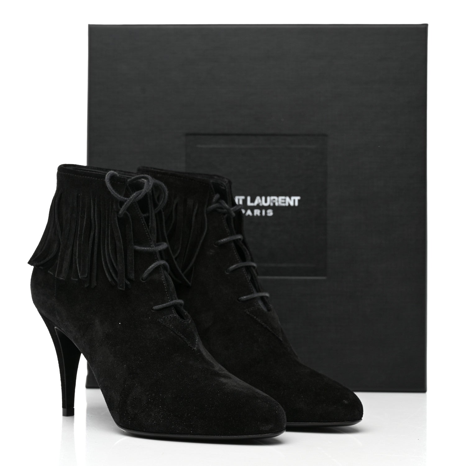 Saint Laurent Suede Fringe Otterproof Light Anita 85 Ankle Boots 36 Black 9 of 9