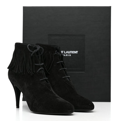 Saint Laurent Suede Fringe Otterproof Light Anita 85 Ankle Boots 36 Black 9 of 9