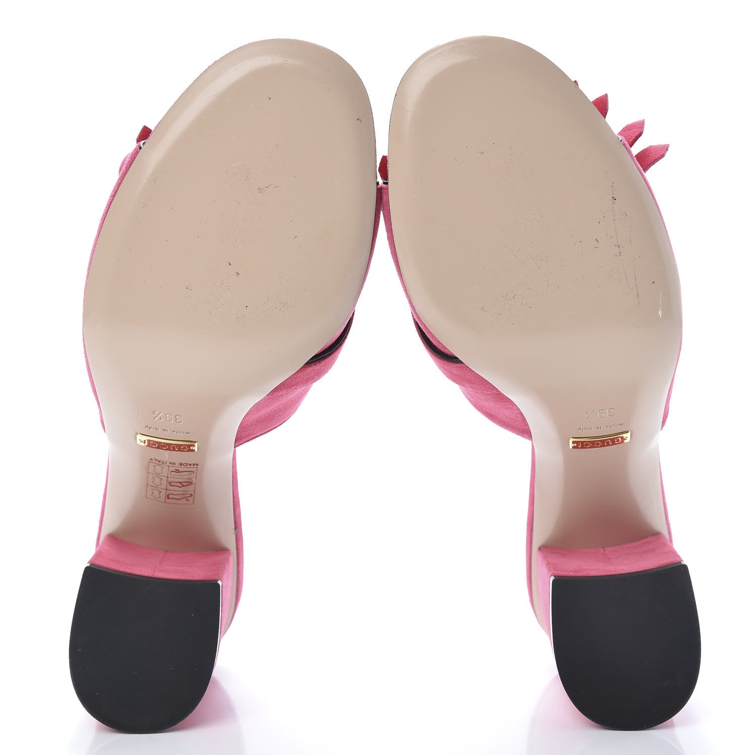 Gucci Kid Scamosciato GG Marmont Fringe 75mm Slide Sandals 39.5 Hot Pink 5 of 11