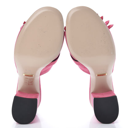 Gucci Kid Scamosciato GG Marmont Fringe 75mm Slide Sandals 39.5 Hot Pink 5 of 11