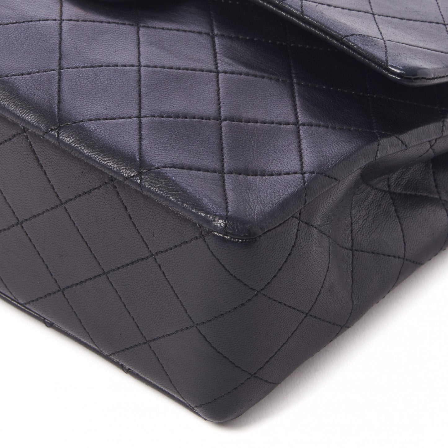 Lambskin Quilted Medium Double Flap Black