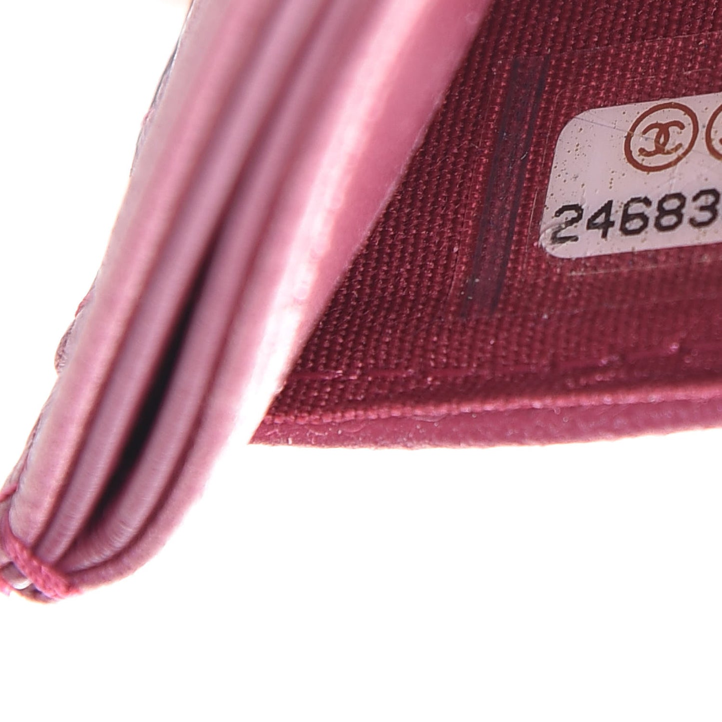 Metallic Lambskin Camellia Embossed Card Holder Fuchsia