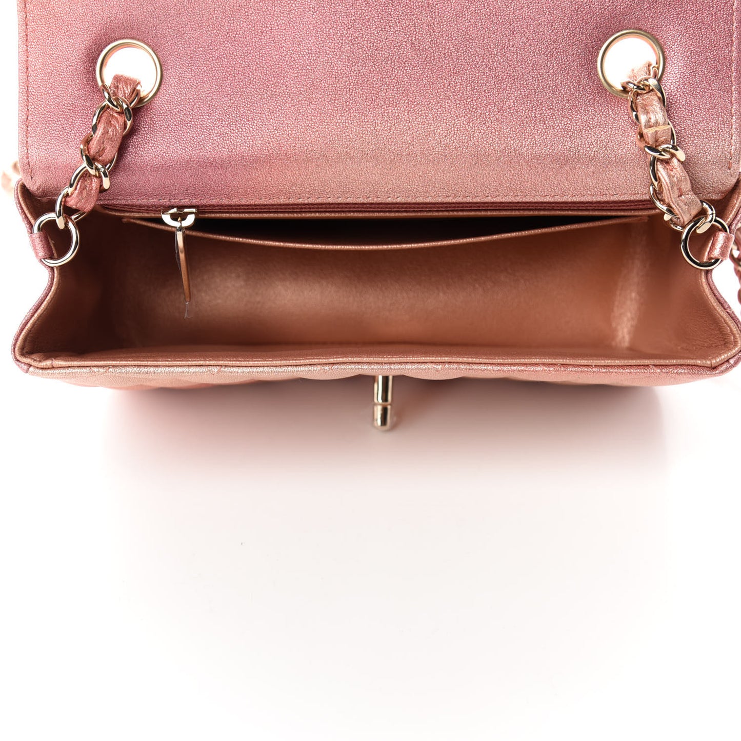 Metallic Lambskin Quilted Ombre Mini Rectangular Flap Pink