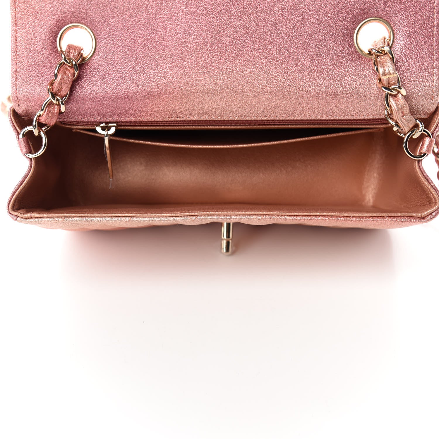 Chanel Metallic Lambskin Quilted Ombre Mini Rectangular Flap Pink 5 of 11