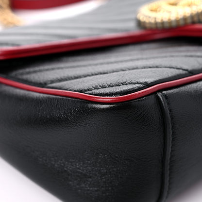 Gucci Vintage Effect Calfskin Matelasse Diagonal Small Torchon GG Marmont Shoulder Bag Black Romantic Cherry 8 of 12