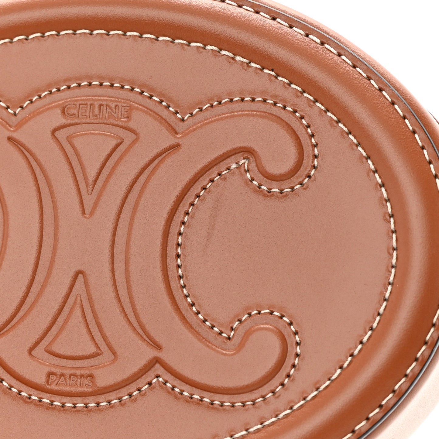 Smooth Calfskin Cuir Small Triomphe Oval Crossbody Purse Tan