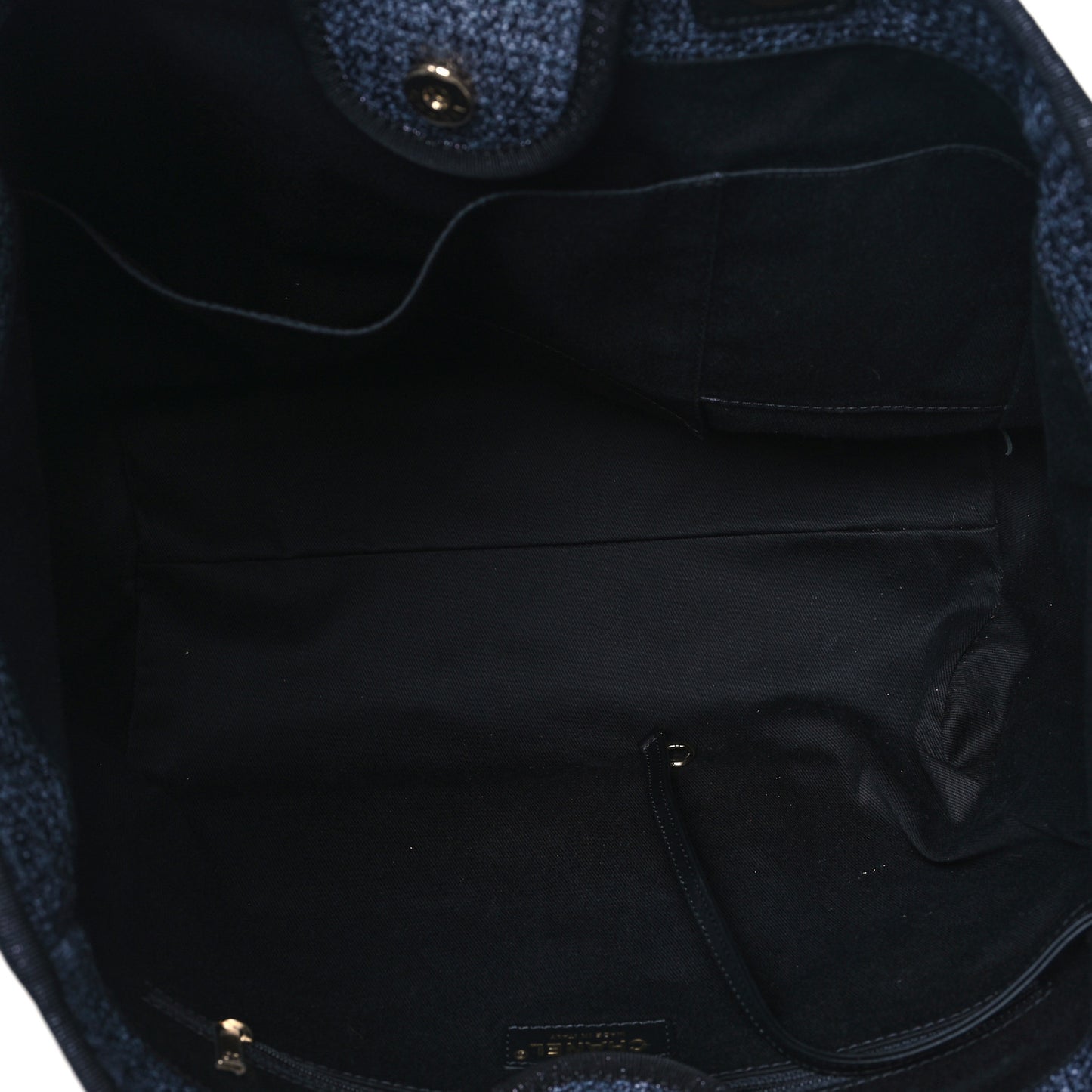 Woven Straw Raffia Medium Deauville Tote Navy