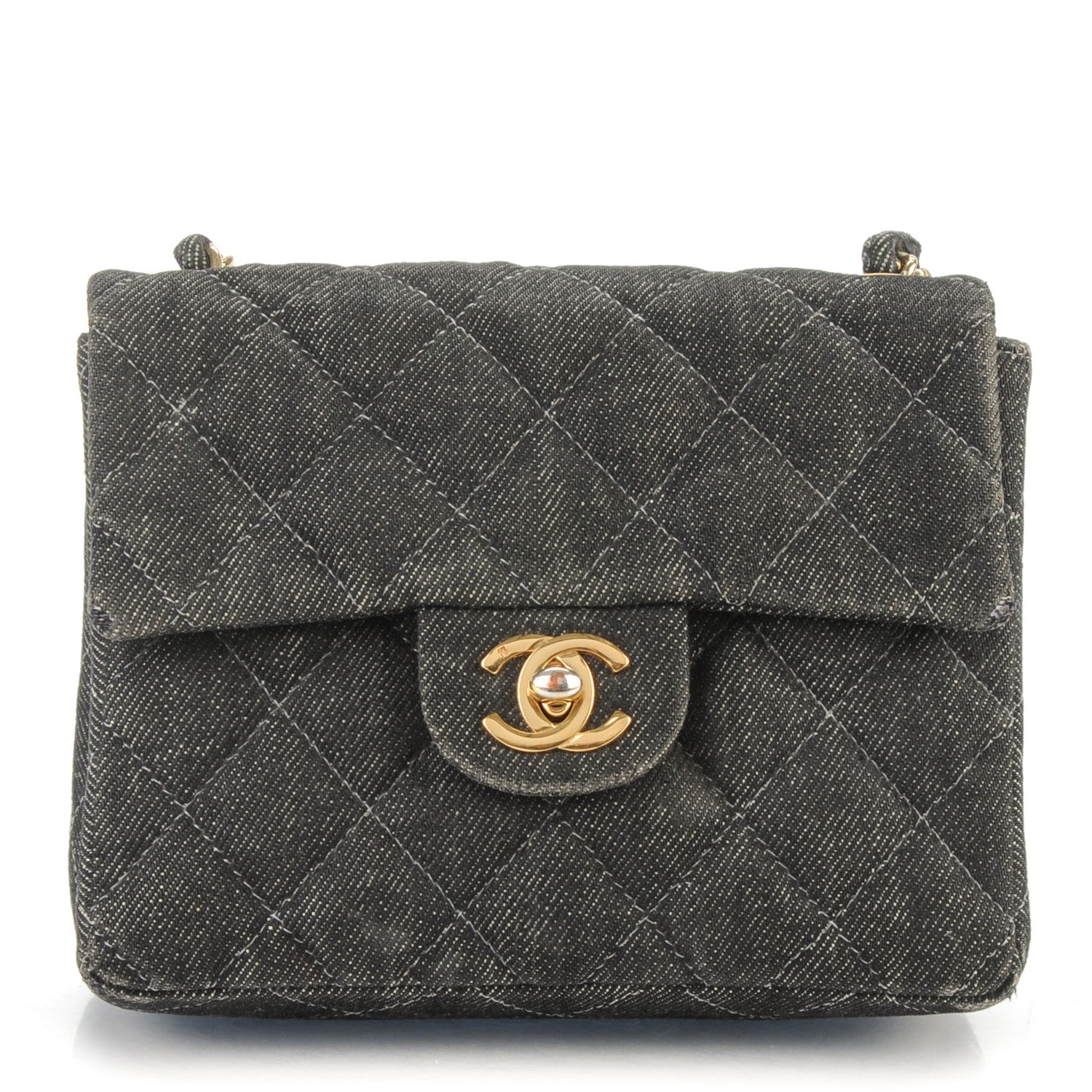 Chanel Denim Quilted Mini Square Flap Black 1 of 9