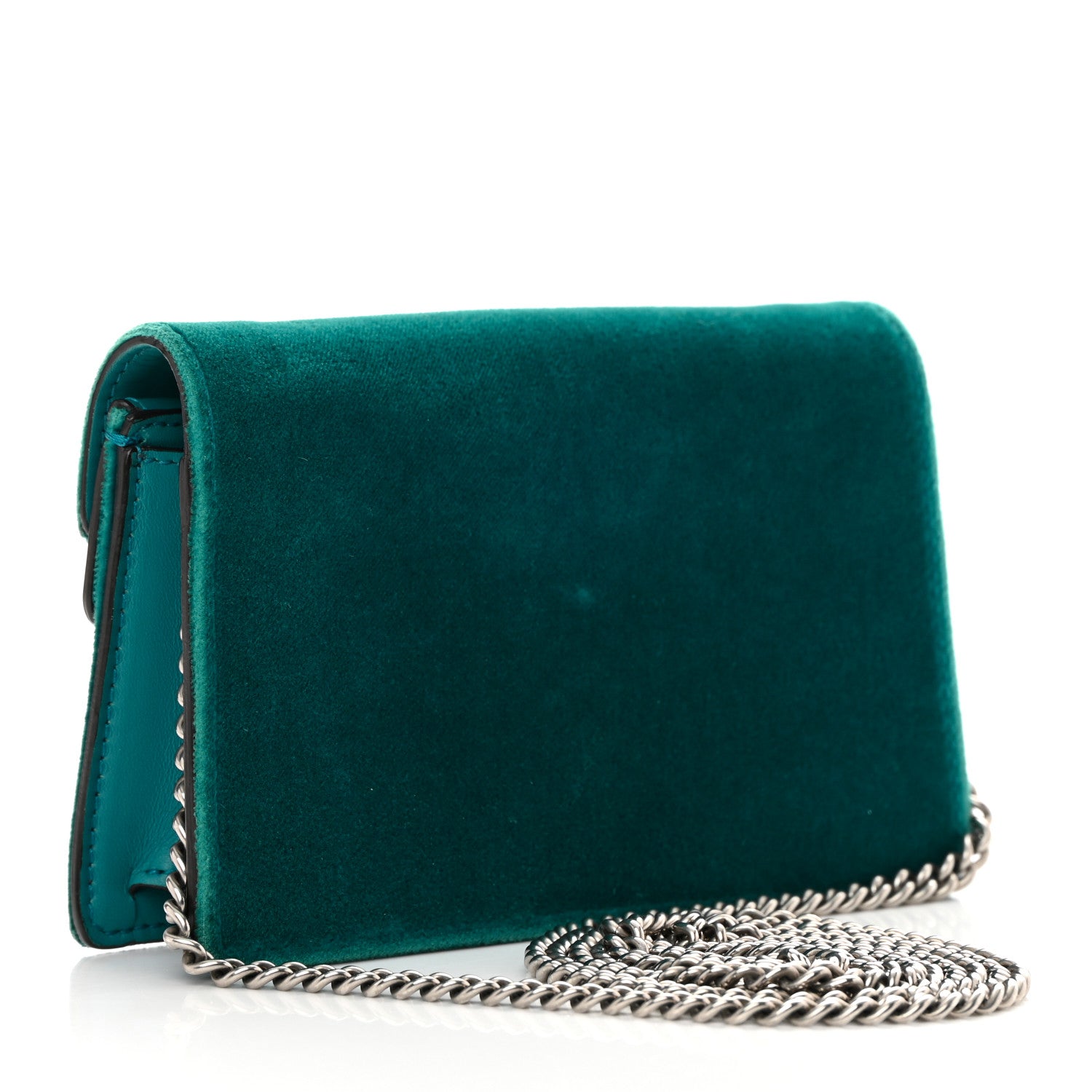Gucci Velvet Super Mini Dionysus Shoulder Bag Pavone Cyan 3 of 13