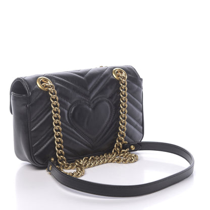 Gucci Calfskin Matelasse Mini GG Marmont Shoulder Bag Black 2 of 12