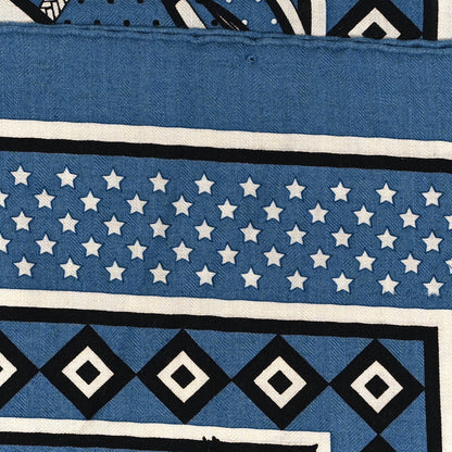 Hermes Silk Cashmere Fouets Et Badines Bandana Shawl 140 Bleu Orage White 6 of 6