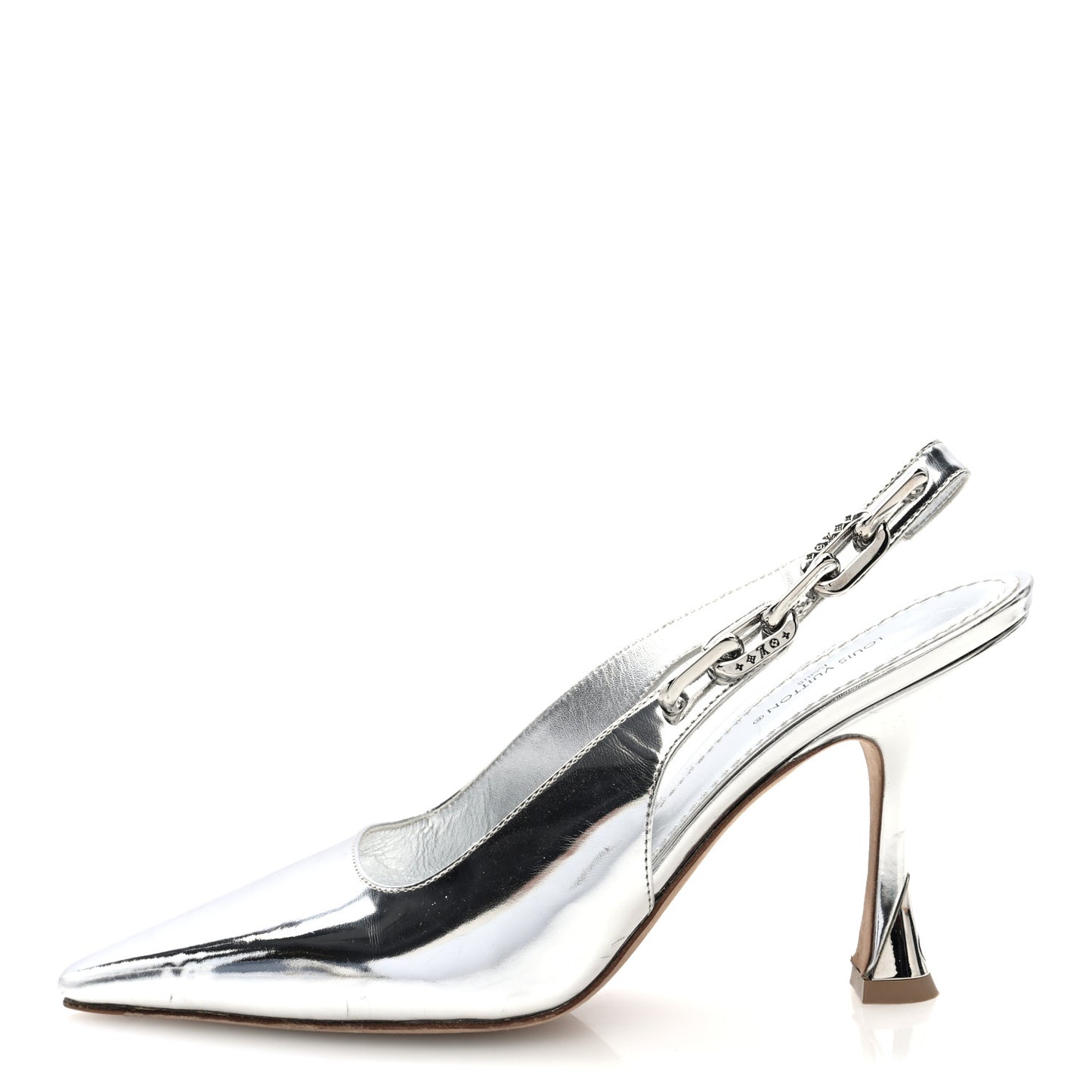 Metallic Calfskin Sparkle Slingback Pumps 37.5 Silver